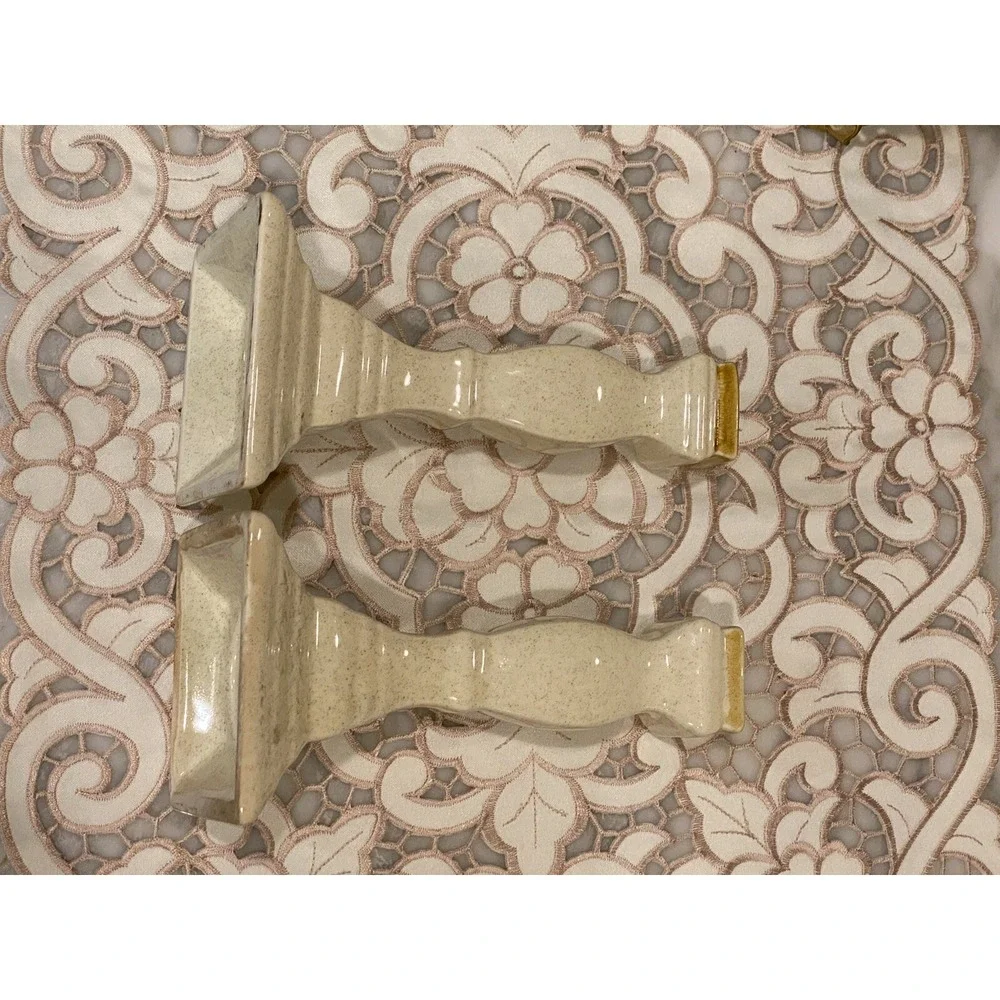 2 Vintage Candlestick E8000 Mikasa Whole Wheat Brown/Beige Stone Romantic Look